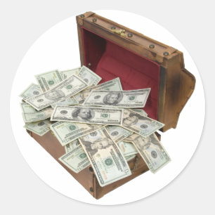 TreasureChestGeld100309 Runder Aufkleber