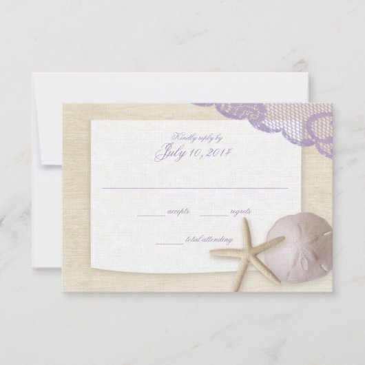 Treasured Beach Lavender Wedding Response RSVP Karte (Vorderseite)