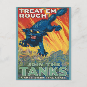 Treat 'Em Rough - Tritt den Panzern bei Postkarte