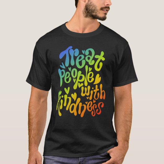 Treat People With Kindness Anti Bullying Rainbow P T-Shirt (Vorderseite)