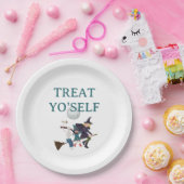 Treat Yo’Self Halloween Party. Cute Flying Witches Pappteller (Party)