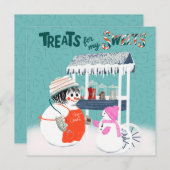 Treats For My Sweets SnowWoman and Child Holiday C Einladung (Vorne/Hinten)