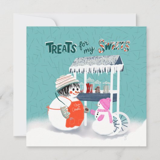 Treats For My Sweets Snowwoman Holiday Card Einladung (Vorderseite)
