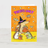 Treats Only - Cute Halloween Hedgehogs  Karte (Vorderseite)