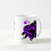 Treble and Bass Clef Musical Heart Lila Kaffeetasse (VorderseiteRechts)