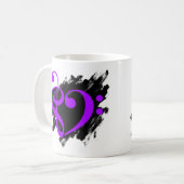 Treble and Bass Clef Musical Heart Lila Kaffeetasse (Vorderseite Links)