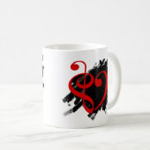 Treble and Bass Clef Musical Heart Red Kaffeetasse (VorderseiteRechts)