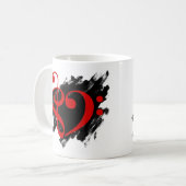 Treble and Bass Clef Musical Heart Red Kaffeetasse (Vorderseite Links)