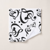 Treble Bass Clef Hört Musiknotens Muster Badhandtuch Set (Waschlappen)