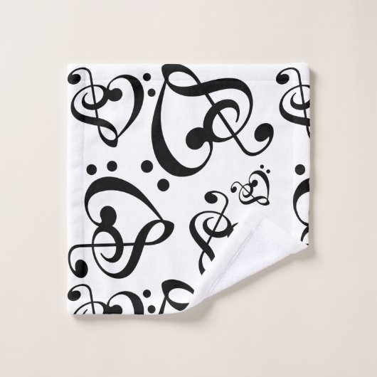 Treble Bass Clef Hört Musiknotens Muster Badhandtuch Set (Waschlappen)
