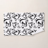 Treble Bass Clef Hört Musiknotens Muster Badhandtuch Set (Handtuch)