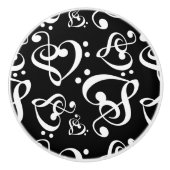 Treble Bass Clef Hört Musiknotens Muster Keramikknauf (Vorderseite)