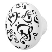 Treble Bass Clef Hört Musiknotens Muster Keramikknauf (Rechts)