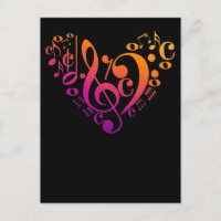 Treble Bass Clef Musical Notes Colorful Herz