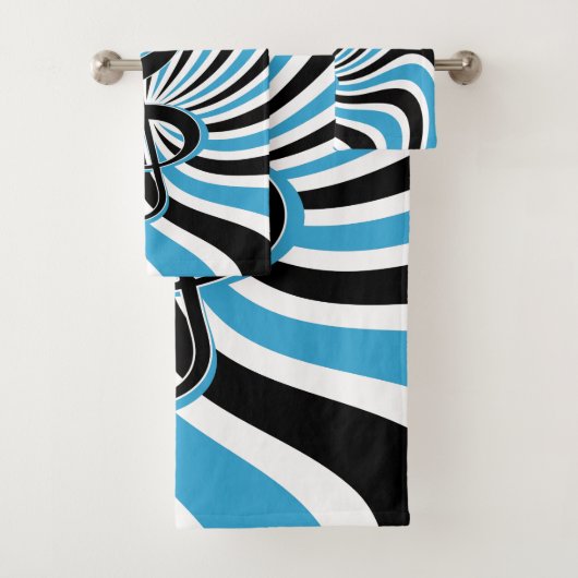 Treble Clef auf dem Hintergrund der blauen Retro Badhandtuch Set (Insitu)
