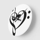 Treble Clef Base Clef Heart Runde Wanduhr (Winkel)