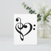 Treble Clef Base Clef Herz Postkarte (Stehend Vorderseite)