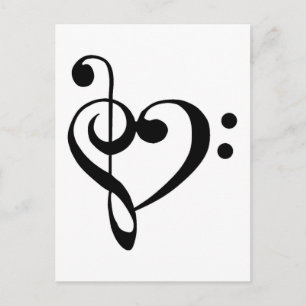 Treble Clef Base Clef Herz Postkarte