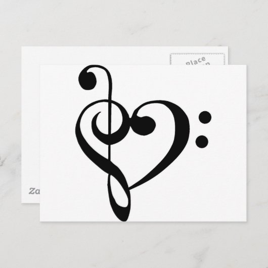 Treble Clef Base Clef Herz Postkarte (Vorne/Hinten)