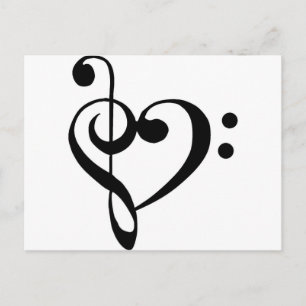 Treble Clef Base Clef Herz Postkarte