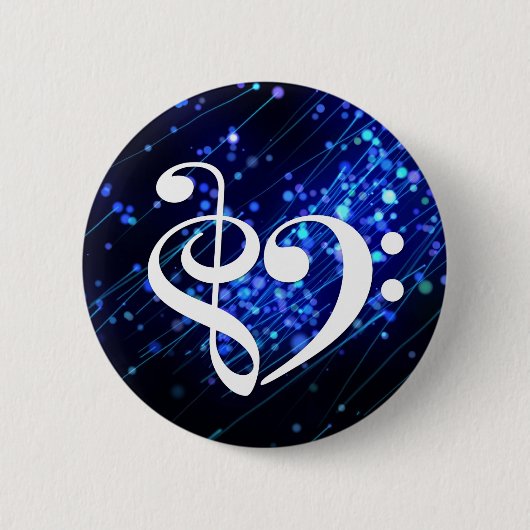 Treble Clef Bass Clef Heart Blue Cluster Nebel Button (Vorderseite)