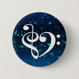 Treble Clef Bass Clef Heart Blue Cluster Nebel Button