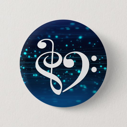 Treble Clef Bass Clef Heart Blue Cluster Nebel Button (Vorderseite)