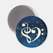 Treble Clef Bass Clef Heart Blue Cluster Nebel Magnet (Vorderseite/Rückseite)