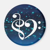 Treble Clef Bass Clef Heart Blue Cluster Nebel Magnet (Vorne)