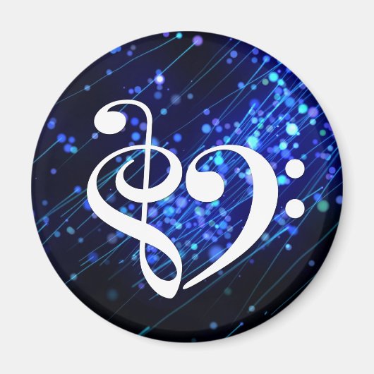 Treble Clef Bass Clef Heart Blue Cluster Nebel Magnet (Vorne)