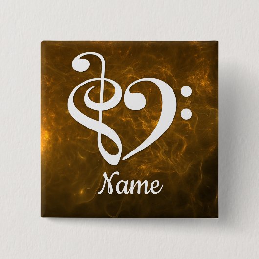 Treble Clef Bass Clef Heart Gold Nebel kundenspezi Button (Vorderseite)