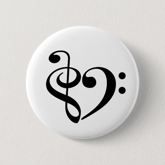 Treble Clef Bass Clef Heart Music Lover Button (Vorderseite)