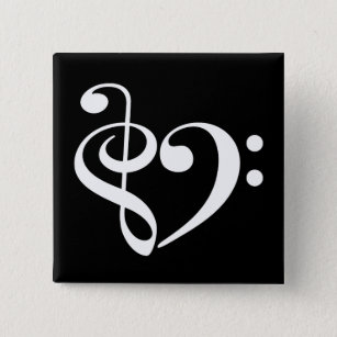 Treble Clef Bass Clef Heart Music Lover Button