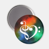 Treble Clef Bass Clef Heart Red Green Blue Nebel Magnet (Vorderseite/Rückseite)
