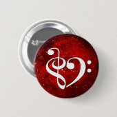 Treble Clef Bass Clef Heart Rosette Nebel Button (Vorne & Hinten)