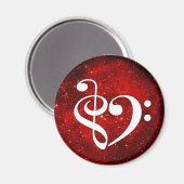 Treble Clef Bass Clef Heart Rosette Nebel Magnet (Vorderseite/Rückseite)