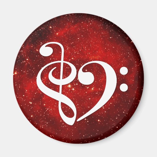 Treble Clef Bass Clef Heart Rosette Nebel Magnet (Vorne)