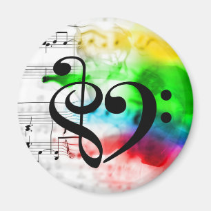 Treble Clef Bass Clef Heart Watercolor Sheet Music Magnet