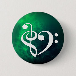 Treble Clef Bass Clef Herz Bassist Grüner Nebel Button