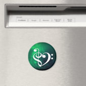Treble Clef Bass Clef Herz Bassist Grüner Nebel Magnet (In Situ (Geschirrspüler))