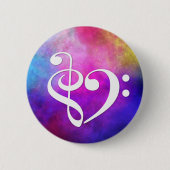 Treble Clef Bass Clef Herz Bassist Lila Nebel Button (Vorderseite)