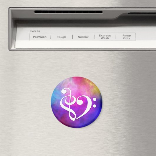 Treble Clef Bass Clef Herz Bassist Lila Nebel Magnet (In Situ (Geschirrspüler))