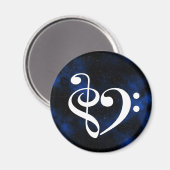 Treble Clef Bass Clef Herz Bassist Milchstraße Magnet (Vorderseite/Rückseite)