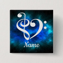 Treble Clef Bass Clef Herz Blauer Nebel individuel Button