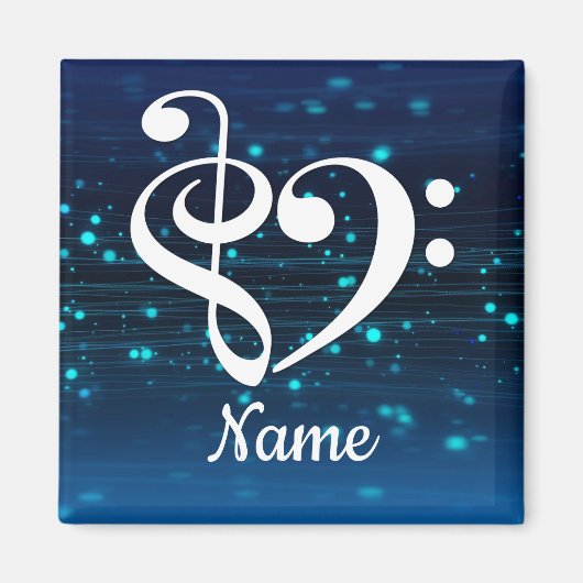 Treble Clef Bass Clef Herz Blauer Nebel individuel Magnet (Vorne)