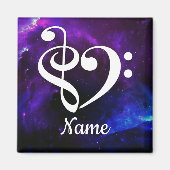 Treble Clef Bass Clef Herz Blauer Nebel individuel Magnet (Vorne)
