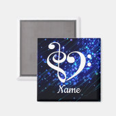 Treble Clef Bass Clef Herz Blauer Nebel individuel Magnet (Vorderseite/Rückseite)