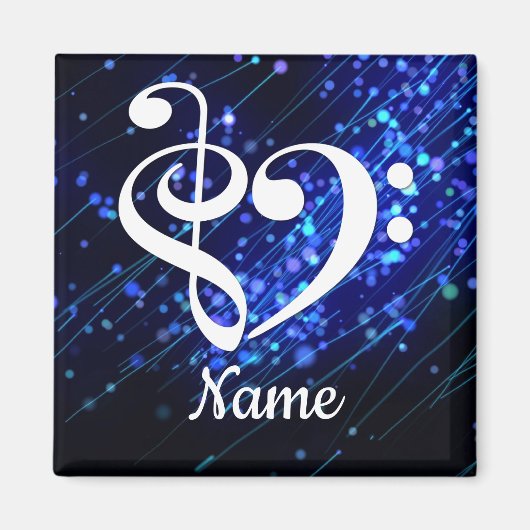 Treble Clef Bass Clef Herz Blauer Nebel individuel Magnet (Vorne)