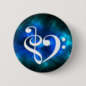 Treble Clef Bass Clef Herz Blue Burst Nebel Button (Vorderseite)