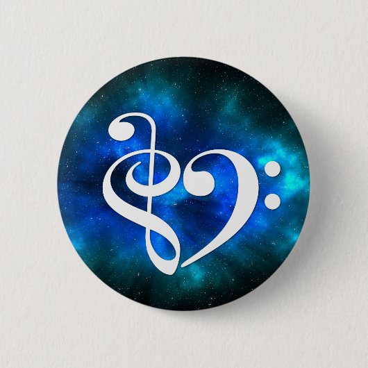 Treble Clef Bass Clef Herz Blue Burst Nebel Button (Vorderseite)